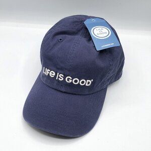 Life is Good A Chill Cap Blue Horizontal Woodmark Adjustable Hat New with Tag